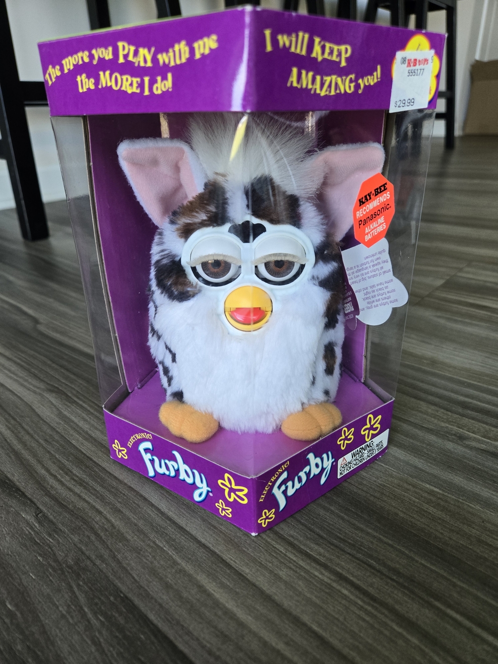 Furby Plush Robot Toy - White & Brown with Pink Ears